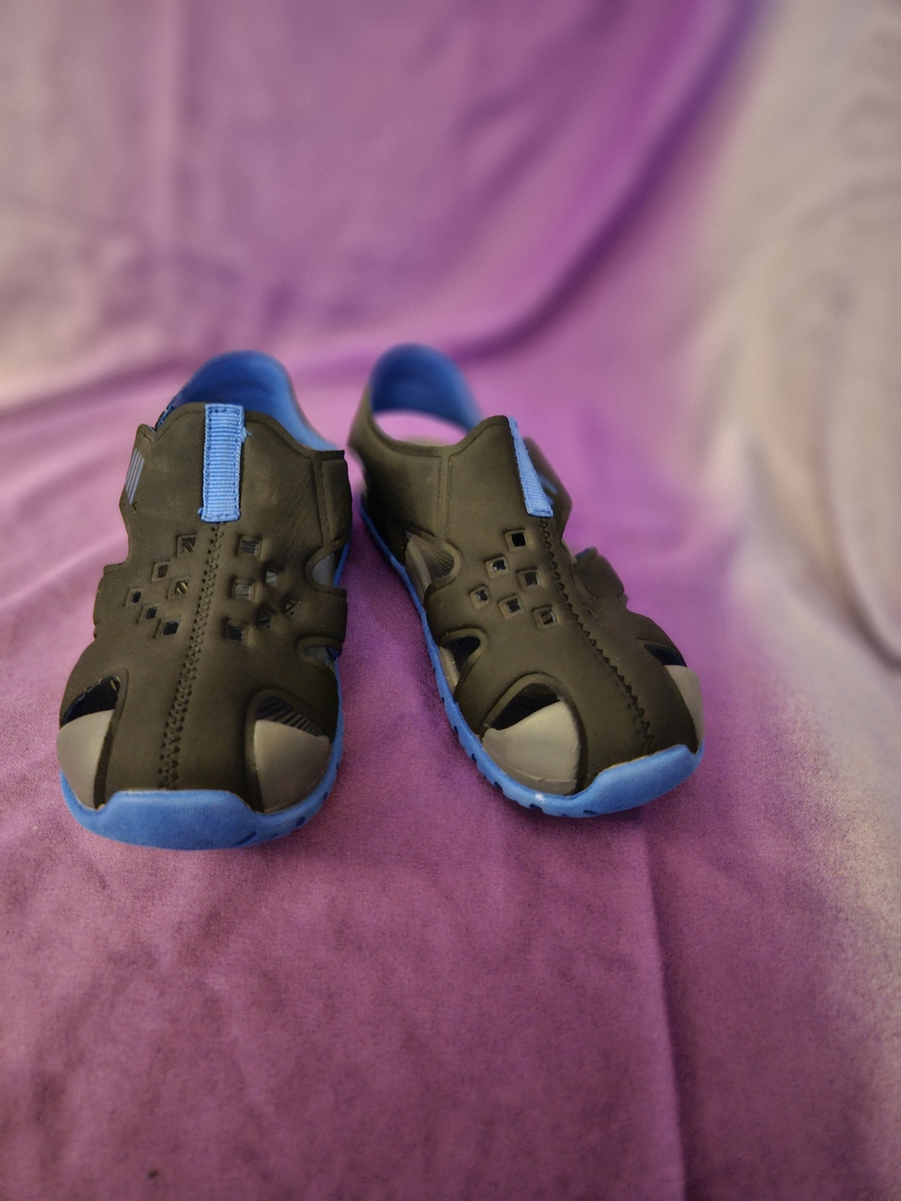 Kids Black and Blue Slip-On Water Shoes with Easy Pull Tab